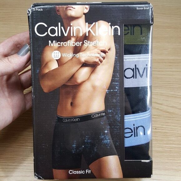 CALVIN KLEIN Mens Small 3 Pack Black Boxer Brief Microfiber Stretch Classic Fit - Picture 1 of 4